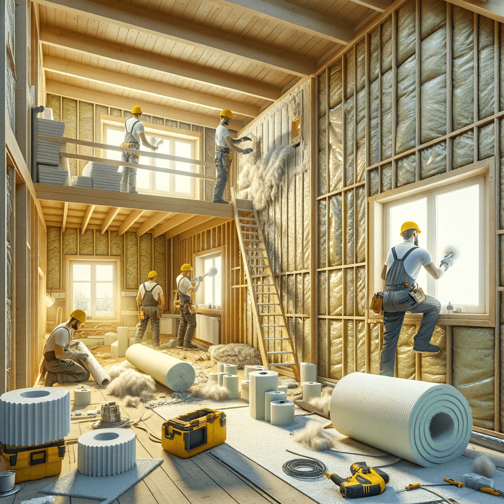 un groupe d'ouvriers du bâtiment travaillant sur une maison