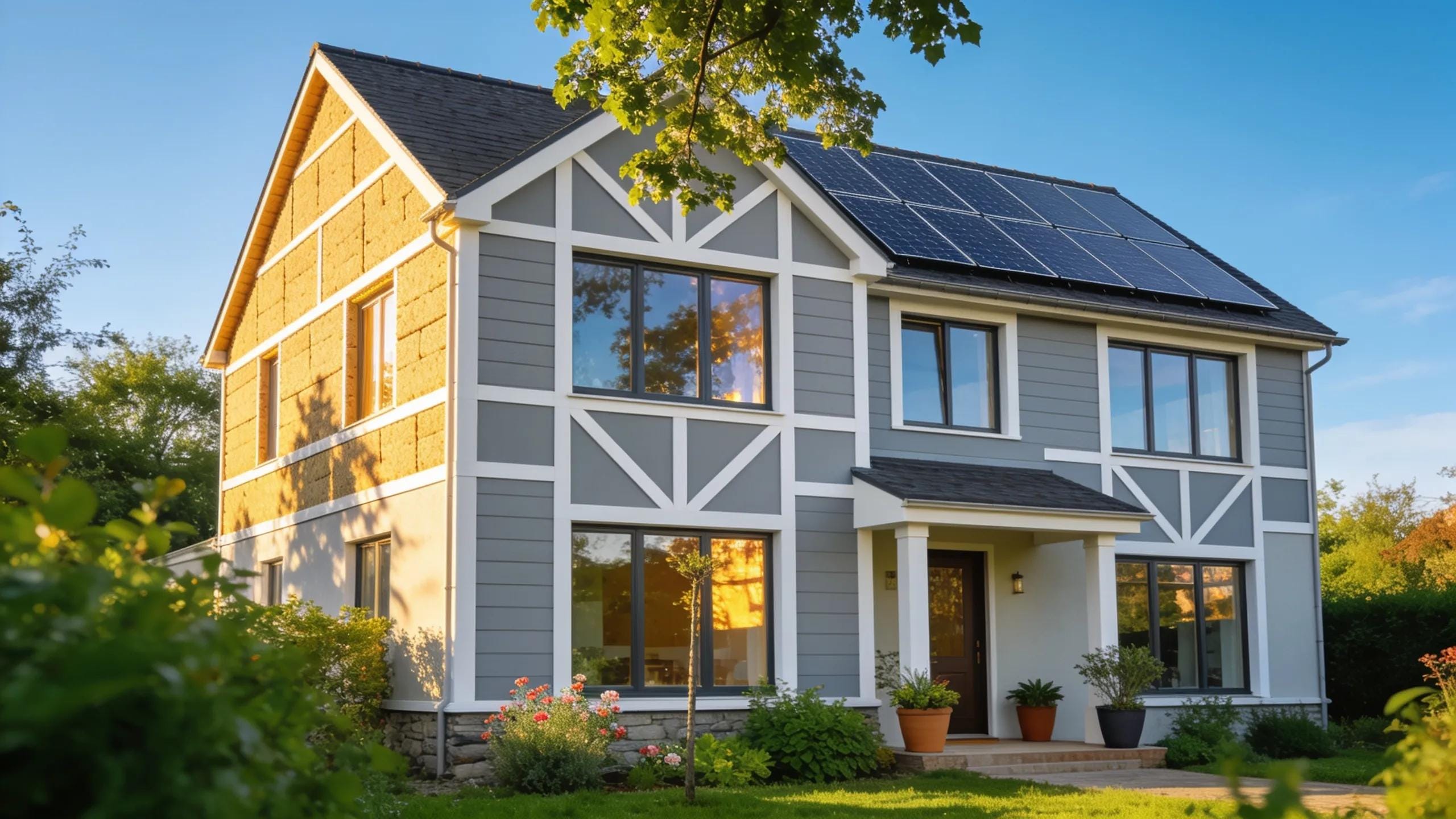Energy-efficient renovated home in Tourlaville emphasizing thermal insulation and aesthetic facade