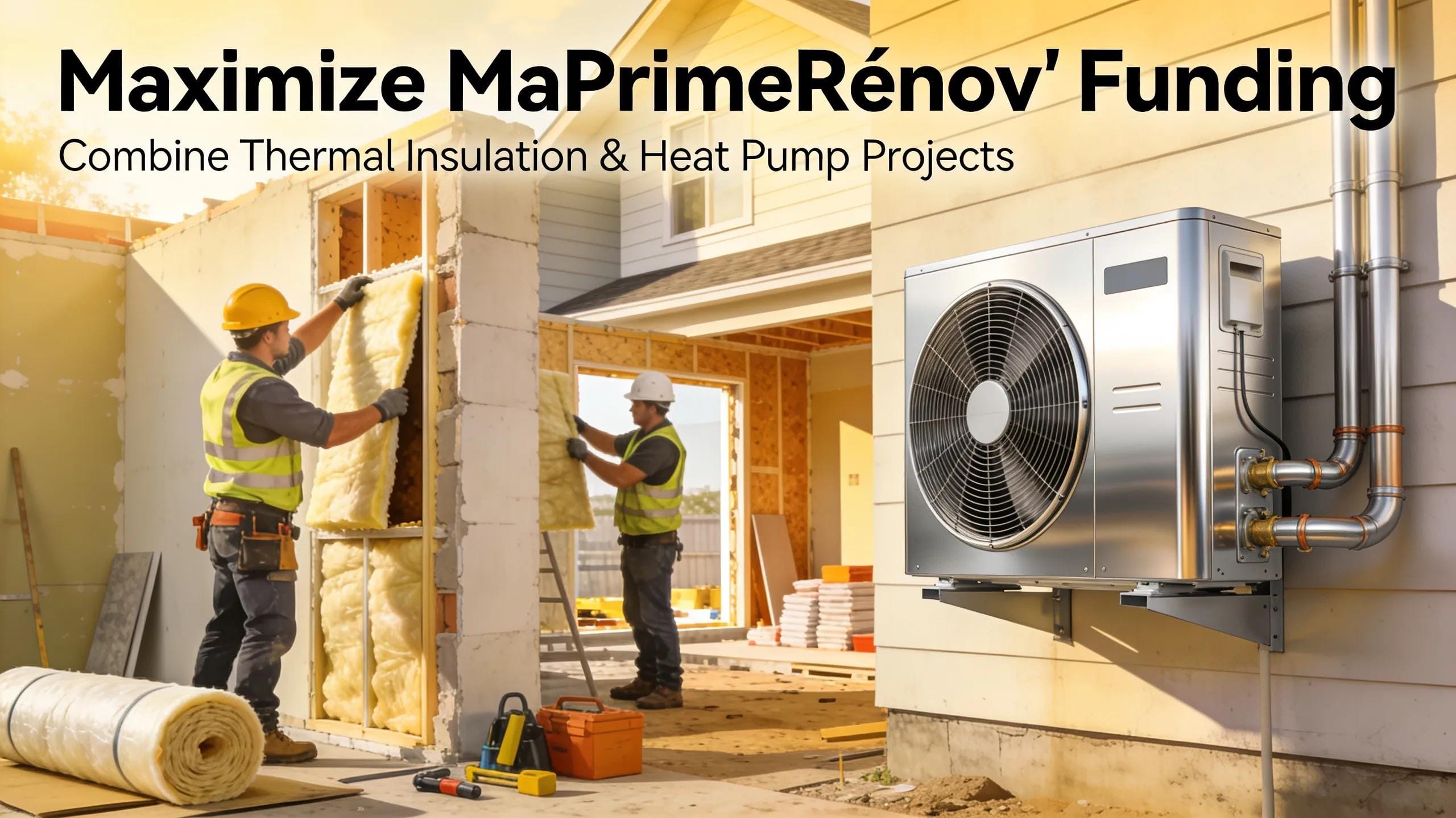 Combining thermal insulation and heat pump installation in a home renovation context